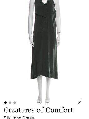 Creatures of Comfort Dark Green Silk Maxi Dress